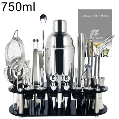 13-22 Pcs 750ml 600ml Cocktail Shaker Bar Tool Kit with Holder