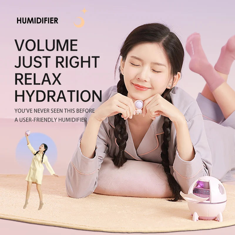 Portable Astronaut Humidifier with LED Light and Aroma Diffuser