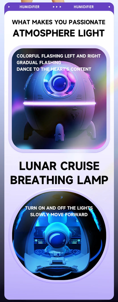 Portable Astronaut Humidifier with LED Light and Aroma Diffuser