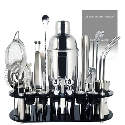 13-22 Pcs 750ml 600ml Cocktail Shaker Bar Tool Kit with Holder