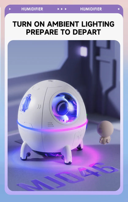 Portable Astronaut Humidifier with LED Light and Aroma Diffuser