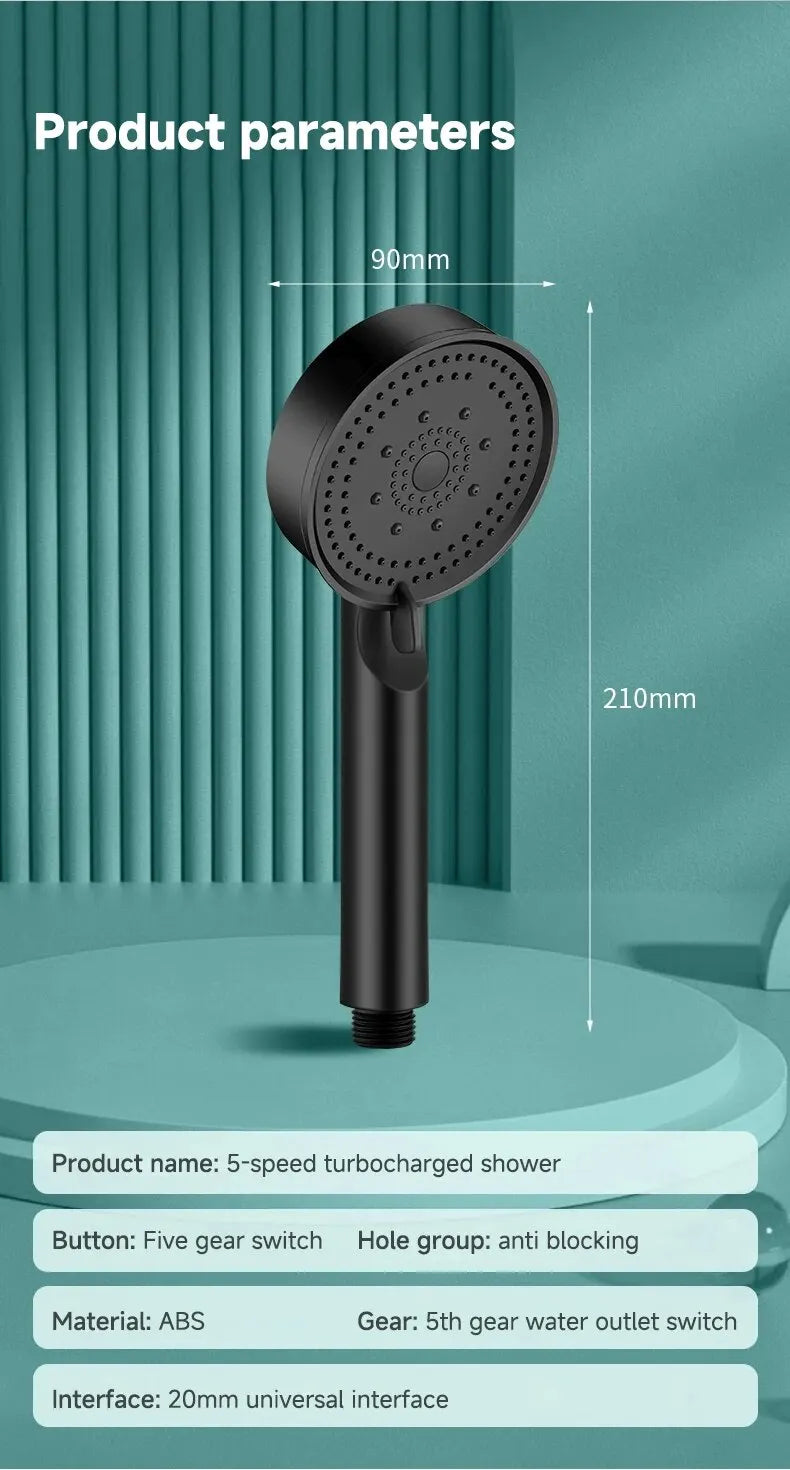 6 Modes Multi-function Pressure Boost Shower Head