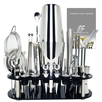 13-22 Pcs 750ml 600ml Cocktail Shaker Bar Tool Kit with Holder